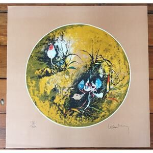 Vintage 1970s Abstract Floral Serigraph Silkscreen Art Print Signed Numbered